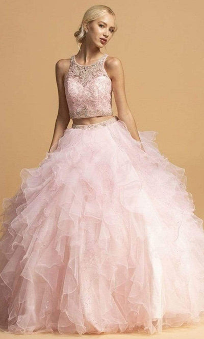 Aspeed Design - L2272 Illusion Jewel Sleeveless Ball Gown Ball Gowns XXS / Pink