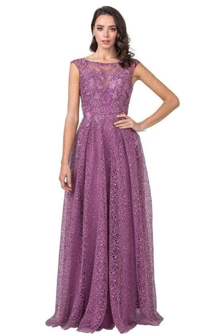 Aspeed Design - L2329 Illusion Bateau A-Line Evening Dress Evening Dresses XXS / Dark Lavender