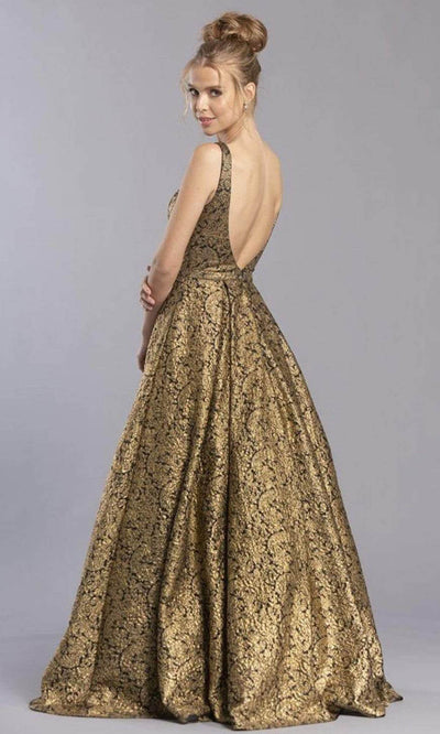 Aspeed Design - L2343 Metallic Brocade A-Line Evening Dress Ball Gowns