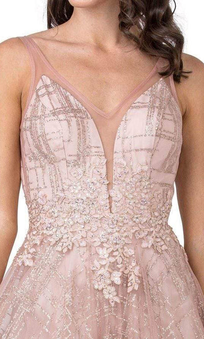 Aspeed Design - L2366 Glitter Floral A-Line Flowy Dress Prom Dresses