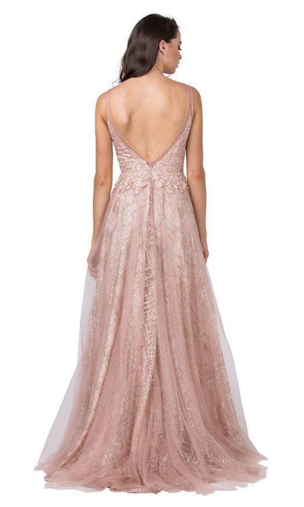 Aspeed Design - L2366 Glitter Floral A-Line Flowy Dress Prom Dresses