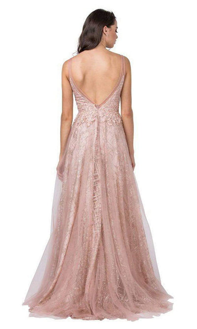 Aspeed Design - L2366 Glitter Floral A-Line Flowy Dress Prom Dresses