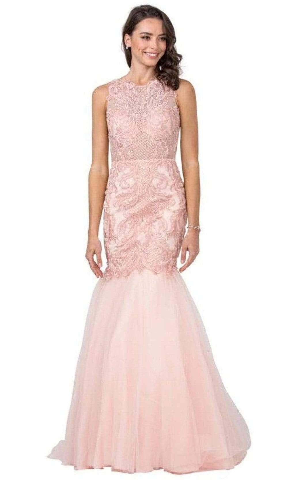 Aspeed Design - L2368 Illusion Jewel Trumpet Dress Evening Dresses XXS / Blush