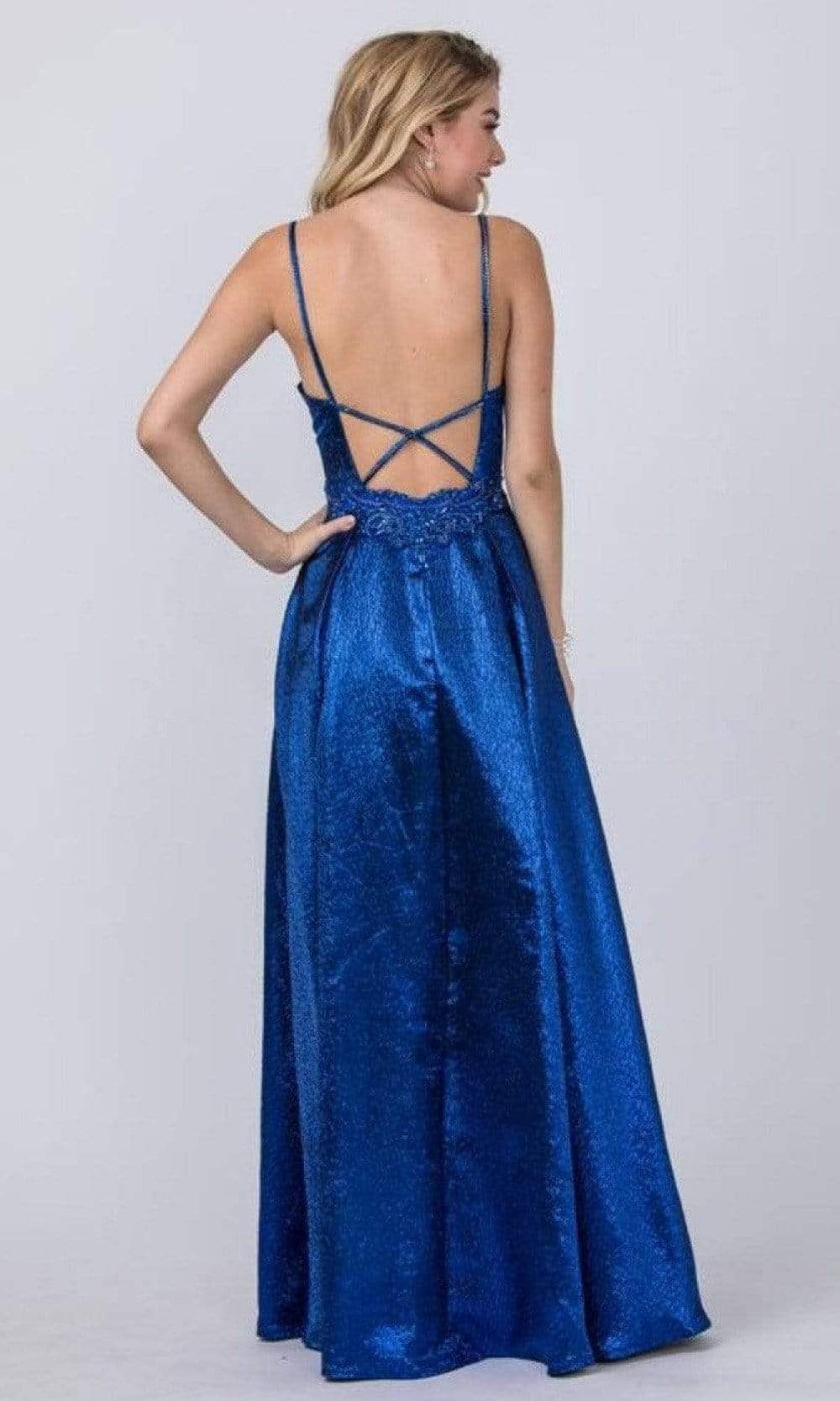 Aspeed Design - L2370 Thin Straps Plunging V-Neck A-Line Dress Prom Dresses