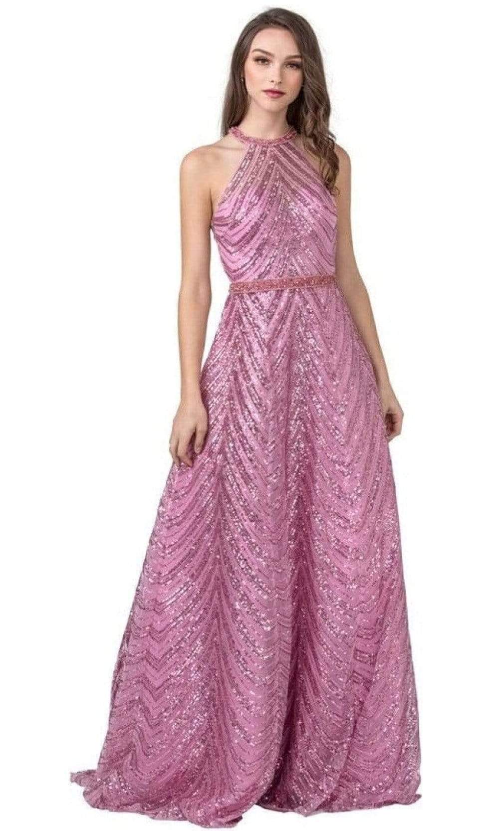 Aspeed Design - L2377 Halter A-Line Evening Dress Evening Dresses XXS / Pink