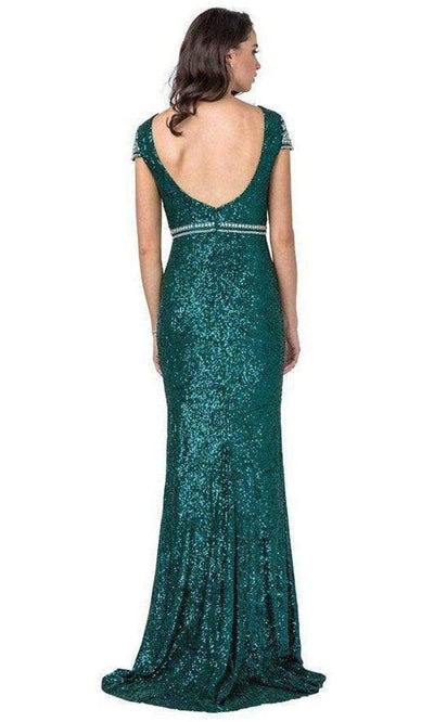 Aspeed Design - L2398 Cap Sleeve Sequined High Slit Dress Evening Dresses