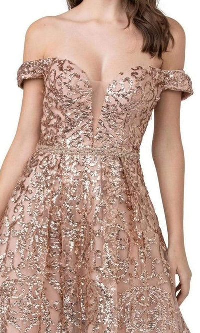 Aspeed Design - L2414 Off Shoulder Sequin Embellished Dress Prom Dresses