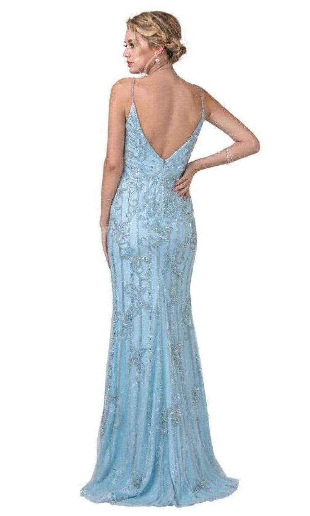 Aspeed Design - L2418 Spaghetti Strap Beaded Sheath Dress Prom Dresses