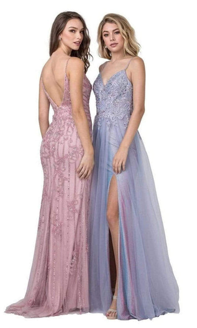 Aspeed Design - L2418 Spaghetti Strap Beaded Sheath Dress Prom Dresses