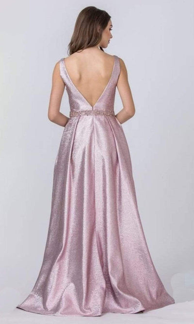 Aspeed Design - L2430 Pleated Metallic A-Line Dress Prom Dresses