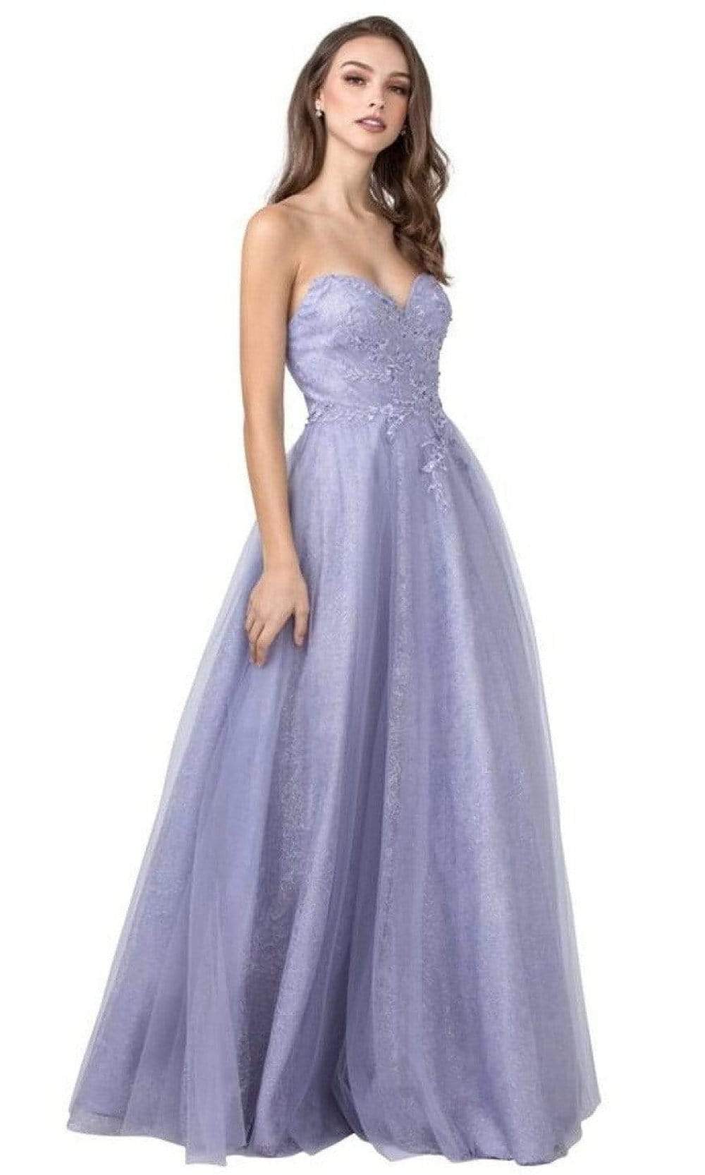 Aspeed Design - L2433 Sweetheart Embroidered A-Line Dress Prom Dresses XXS / Pewter