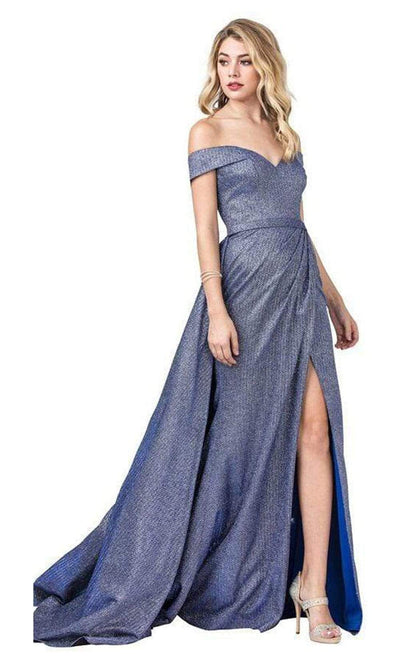Aspeed Design - L2435 Glittered Fabric Fabulous Long Dress Prom Dresses XXS / Royal