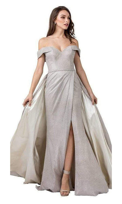 Aspeed Design - L2435 Glittered Fabric Fabulous Long Dress Prom Dresses XXS / Silver