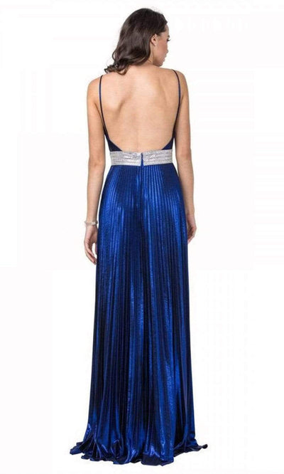 Aspeed Design - L2444 Metallic Pleated A-Line Flowy Dress Prom Dresses