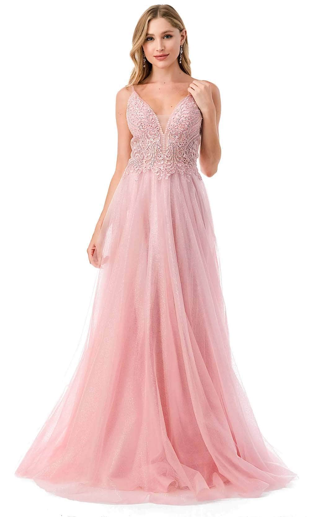 Aspeed Design L2688 - Spaghetti Straps Tulle Prom Dress XS / Blush