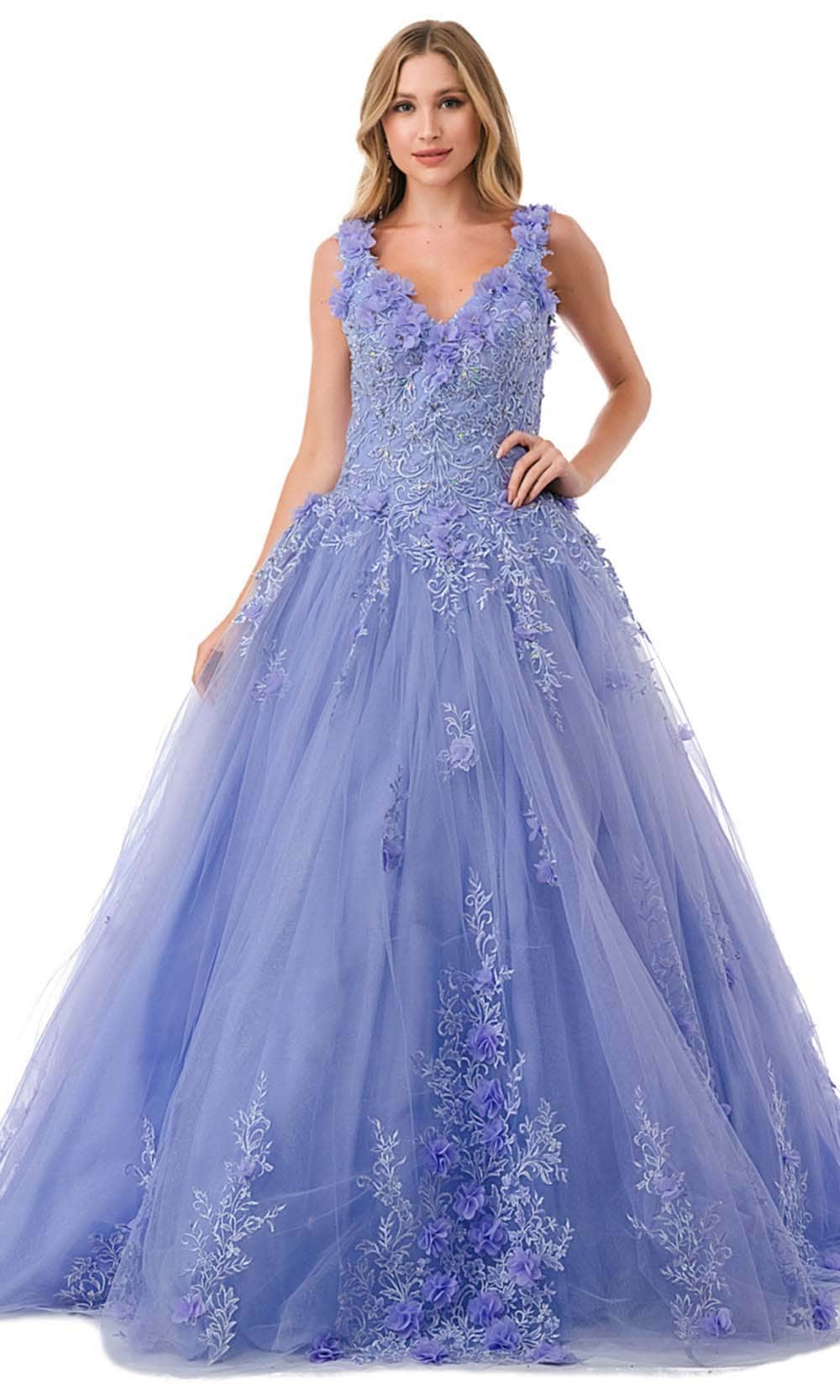 Aspeed Design L2729 - Beaded Embellished Straps Ballgown XS / Lilac