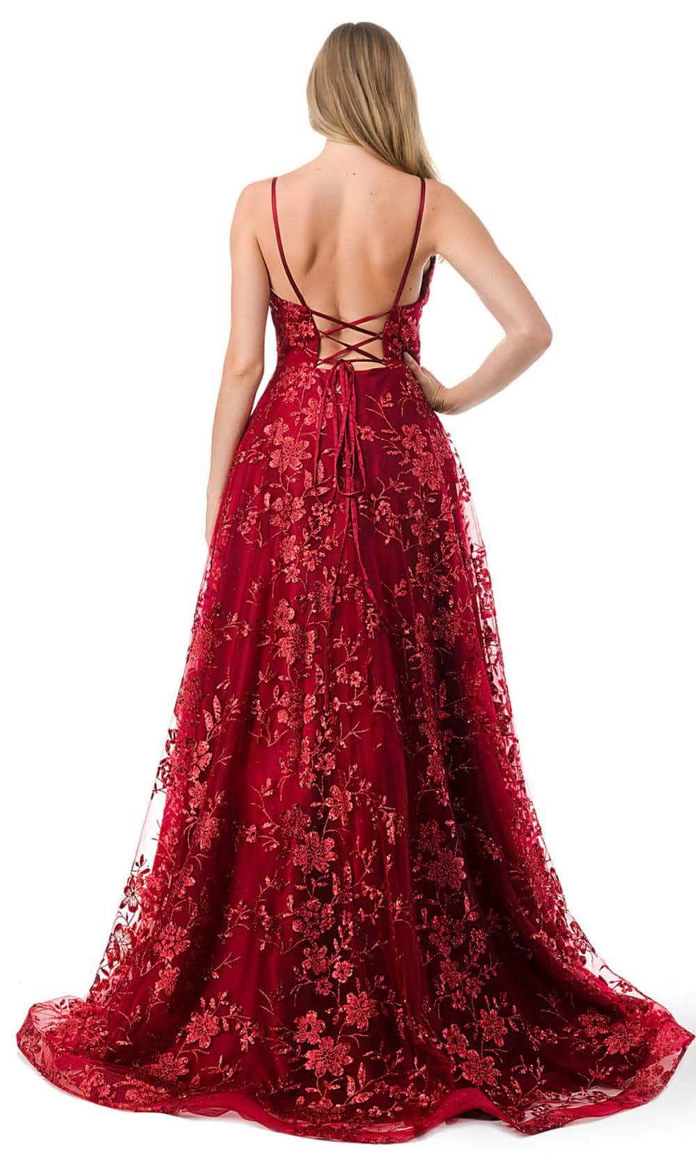 Aspeed Design L2764B - Floral Glitter Motif Prom Dress