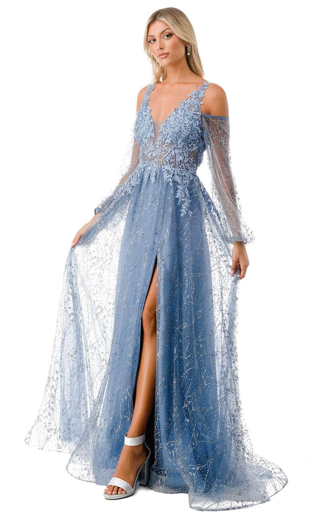 Aspeed Design L2772T - Cold Shoulder Rhinestone Embellished Evening Gown Special Occasion Dresses