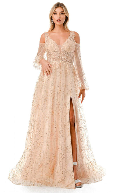 Aspeed Design L2772T - Cold Shoulder Evening Gown XS / Champagne
