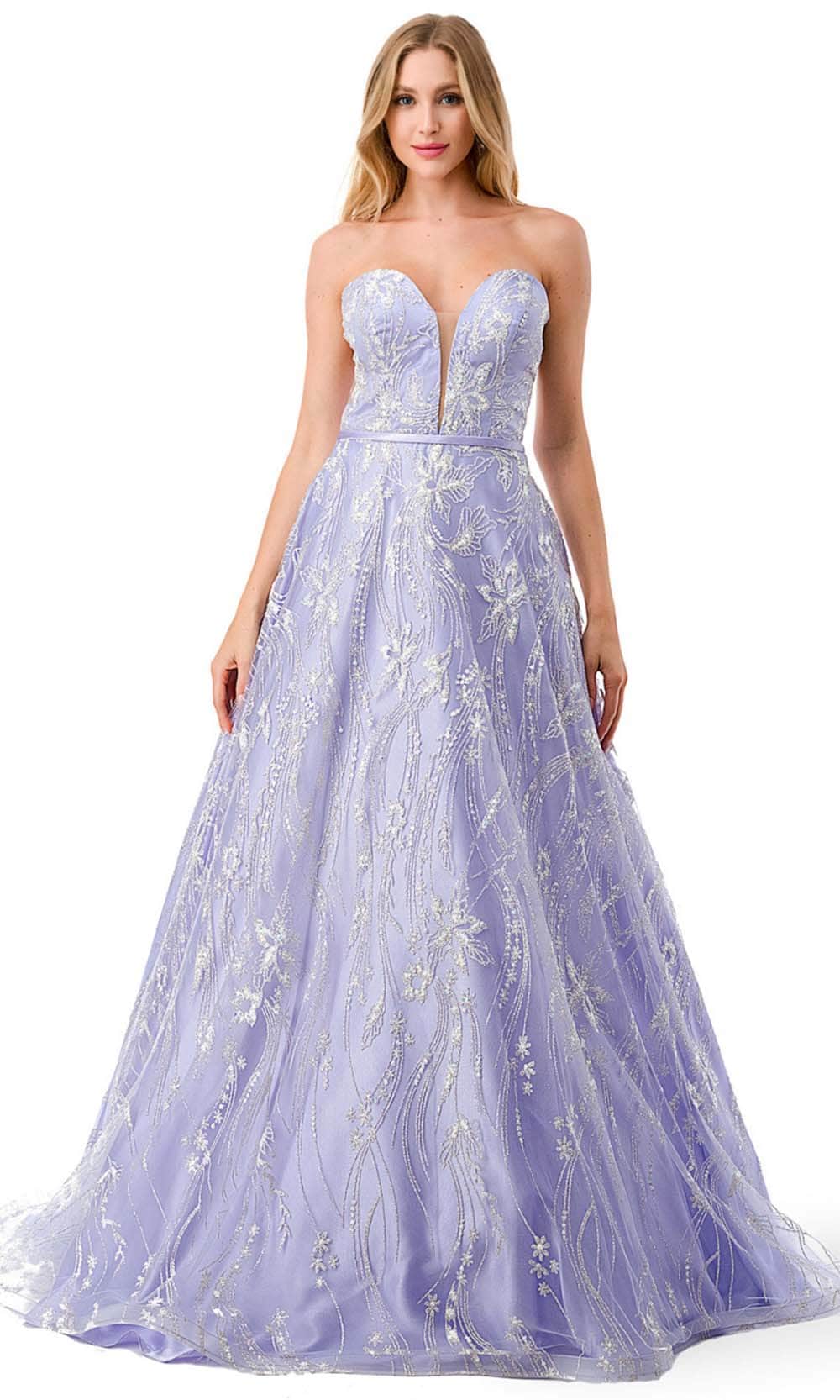Aspeed Design L2774B - Glitter Sweep Train Prom Dress XS / Lilac