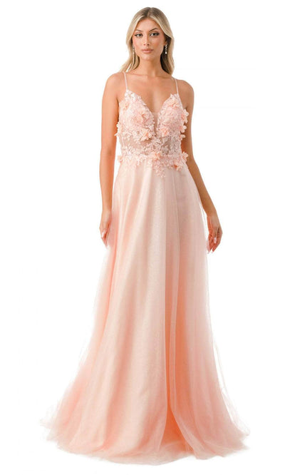 Aspeed Design L2782A - Plunging V-Neck Evening Gown XS / Blush