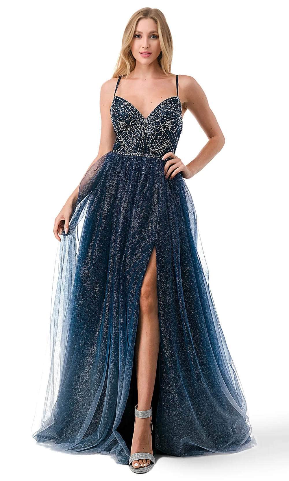 Aspeed Design L2788F - Tulle Prom Dress with Slit