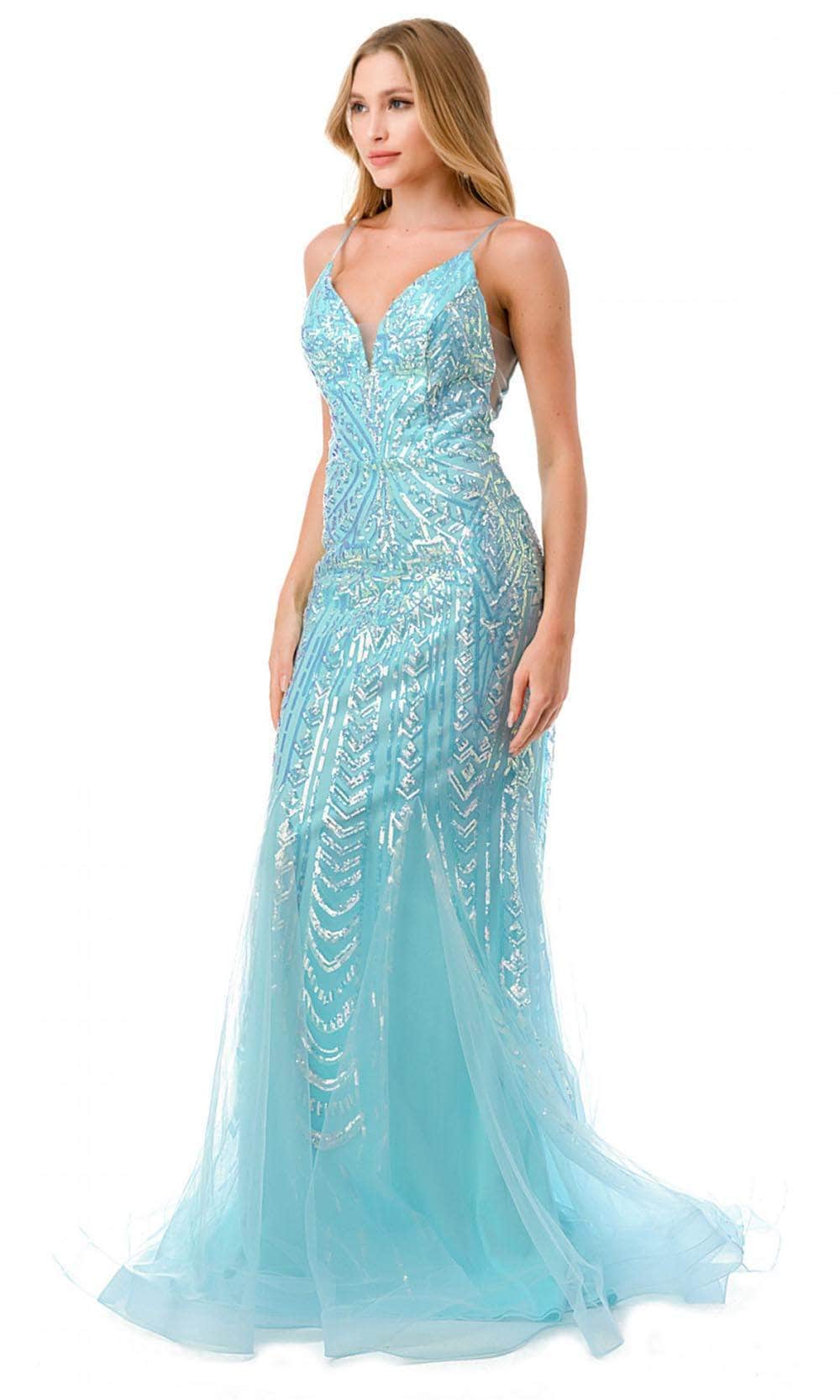 Aspeed Design L2816J - Deep V-Neck Sleeveless Evening Gown Evening Dresses XL / Lilac