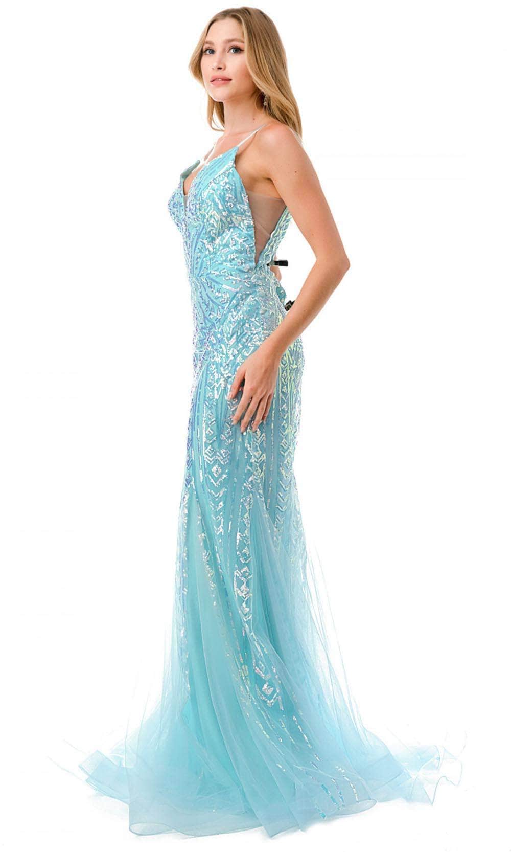 Aspeed Design L2816J - Deep V-Neck Sleeveless Evening Gown Evening Dresses XL / Lilac