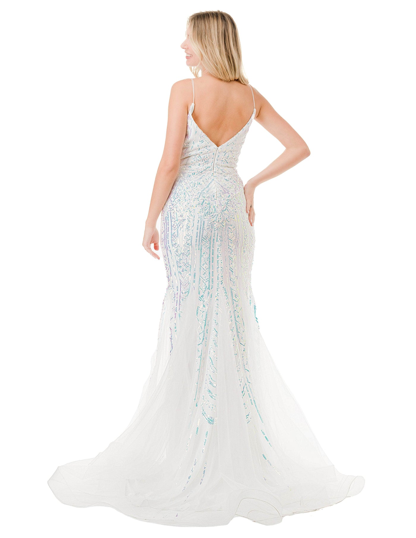 Aspeed Design L2816J - Sequined Mermaid Evening Gown Evening Dresses