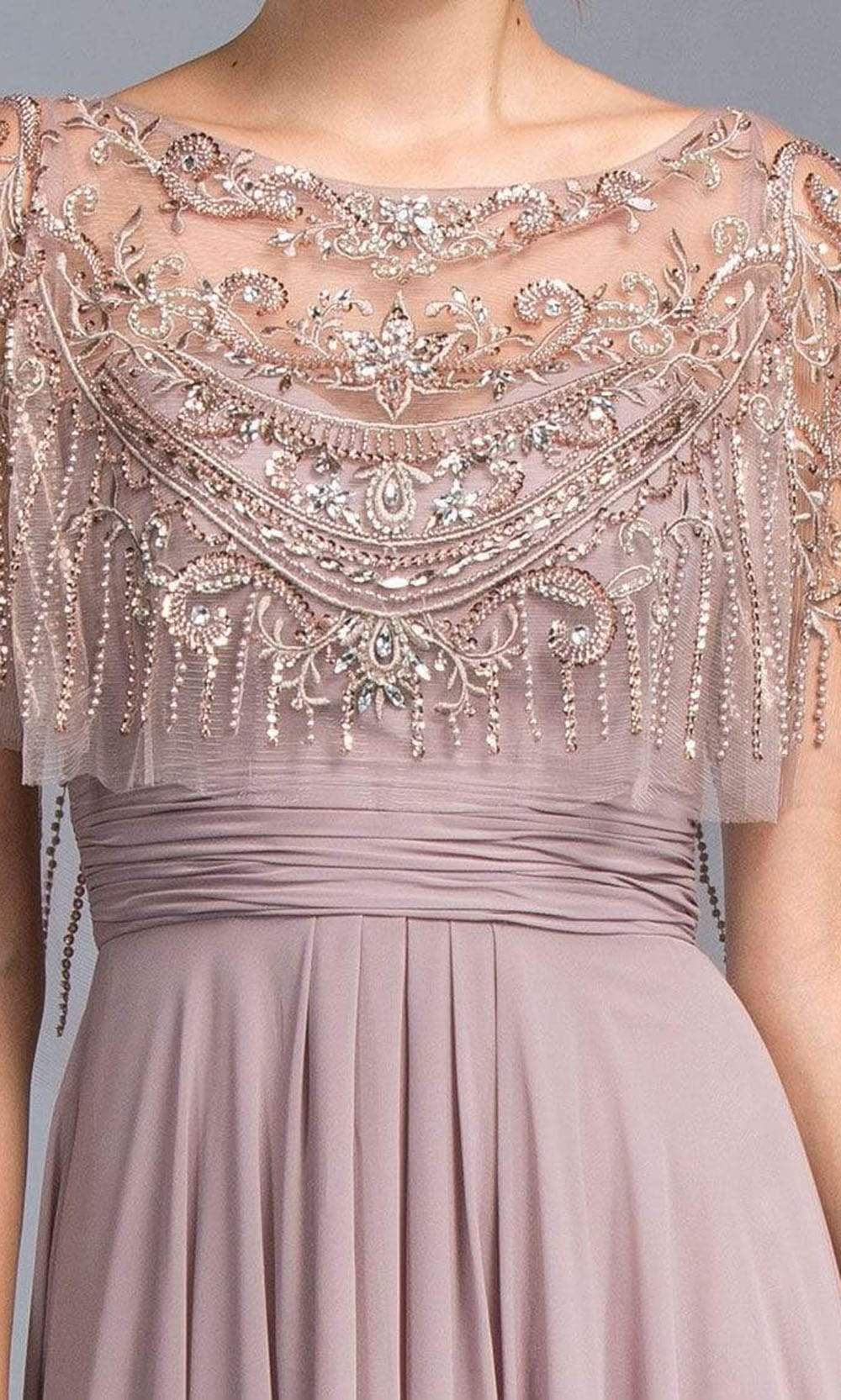 Aspeed Design - M2070 Sheer Beaded Poncho Chiffon Dress Mother of the Bride Dresses