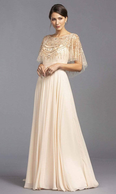 Aspeed Design - M2070 Sheer Beaded Poncho Chiffon Dress Mother of the Bride Dresses XXS / Champagne