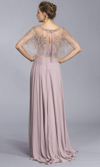 Aspeed Design - M2070 Sheer Beaded Poncho Chiffon Dress Mother of the Bride Dresses XXS / Mauve