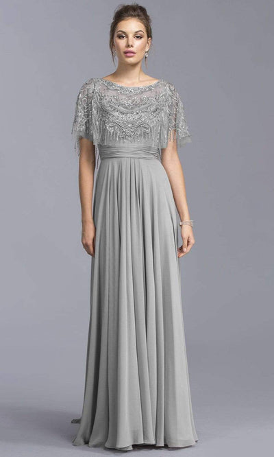 Aspeed Design - M2070 Sheer Beaded Poncho Chiffon Dress Mother of the Bride Dresses XXS / Silver
