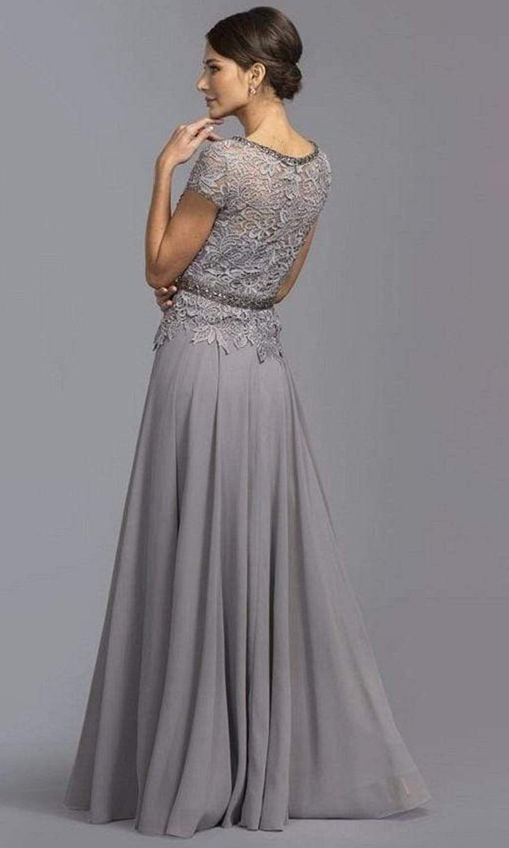 Aspeed Design - M2079 Cap Sleeve Lace Peplum Chiffon Dress Mother of the Bride Dresses