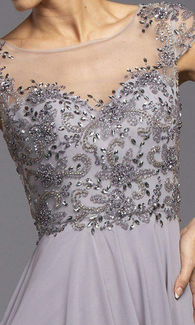 Aspeed Design - M2100 Illusion Cap Sleeve Jeweled Dress Prom Dresses