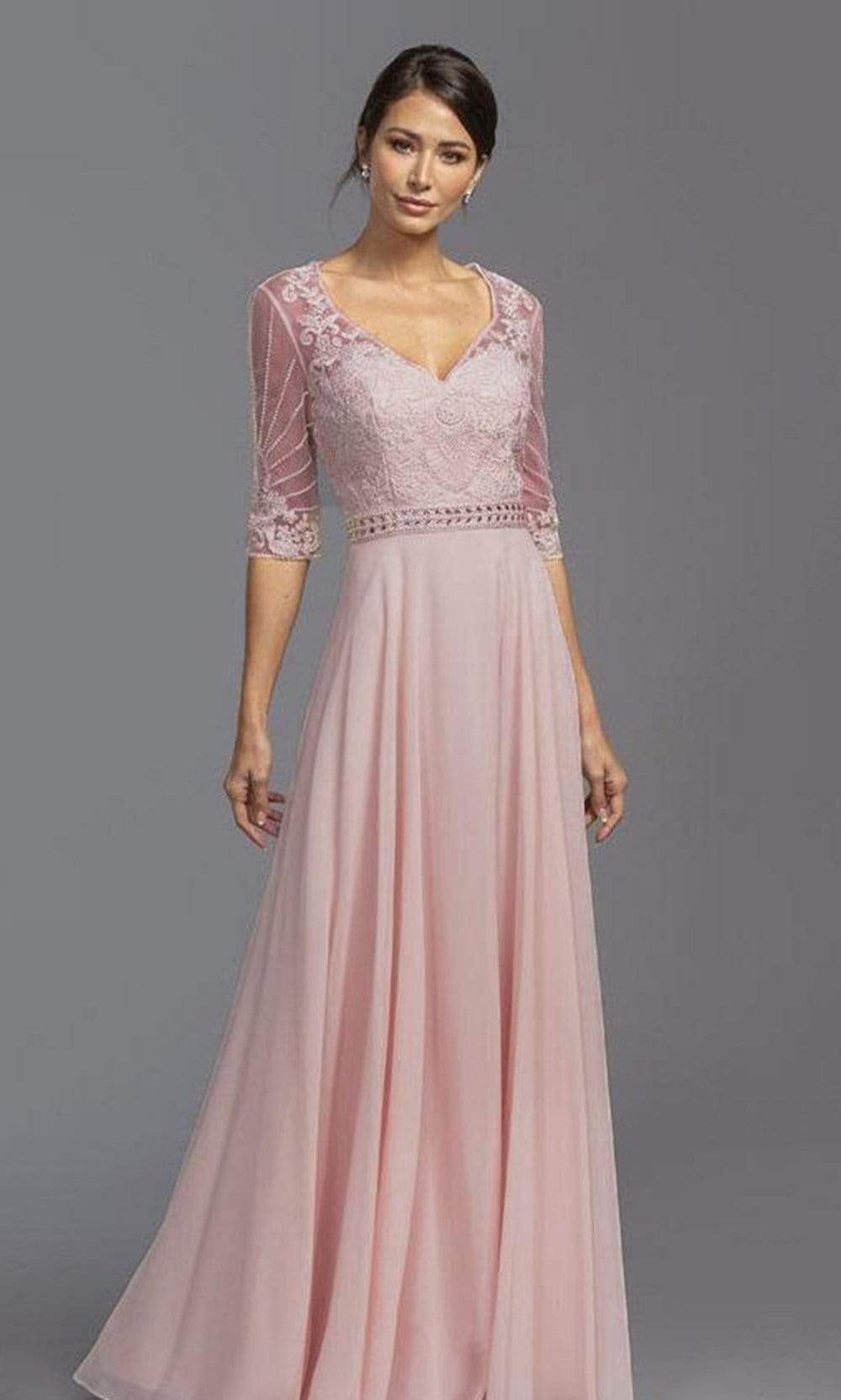 Aspeed Design - M2134 Subtle Embellished A-Line Long Dress Mother of the Bride Dresses XXS / Dusty Rose