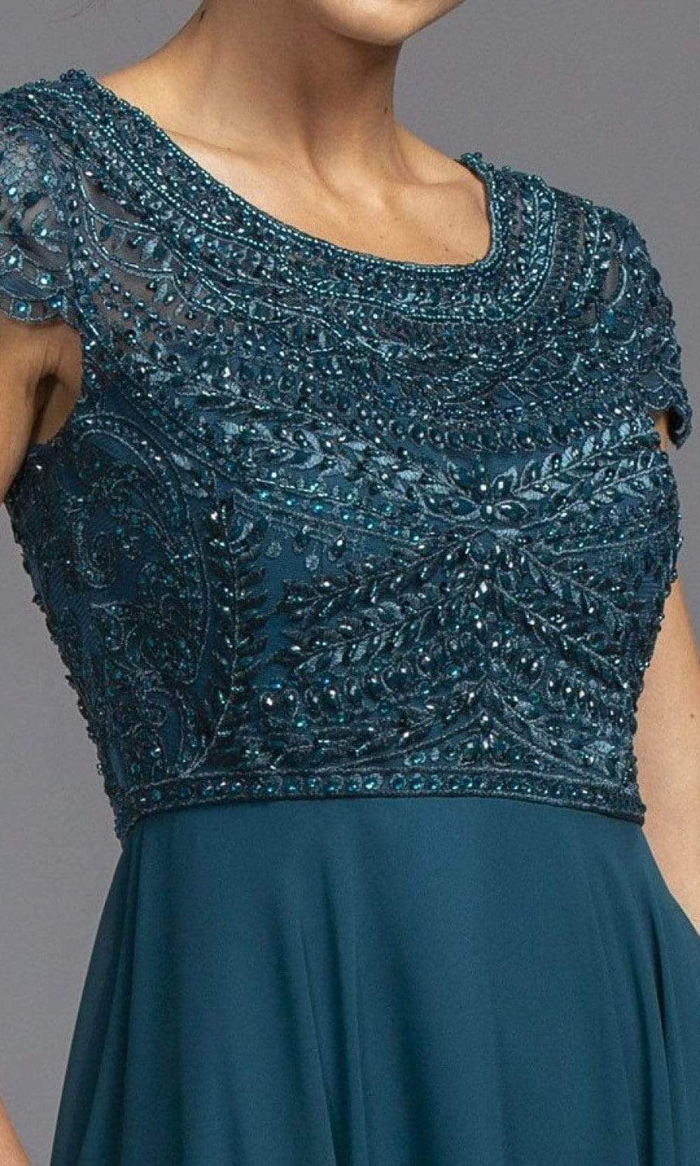 Aspeed Design - M2194 Short Sleeve Embroidered A-Line Dress Mother of the Bride Dresses