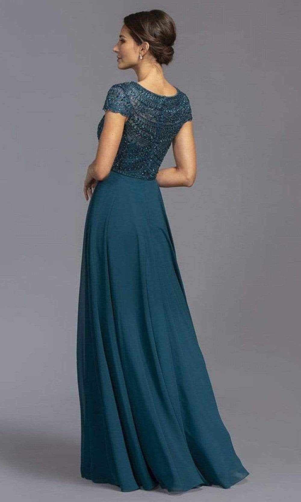 Aspeed Design - M2194 Short Sleeve Embroidered A-Line Dress Mother of the Bride Dresses