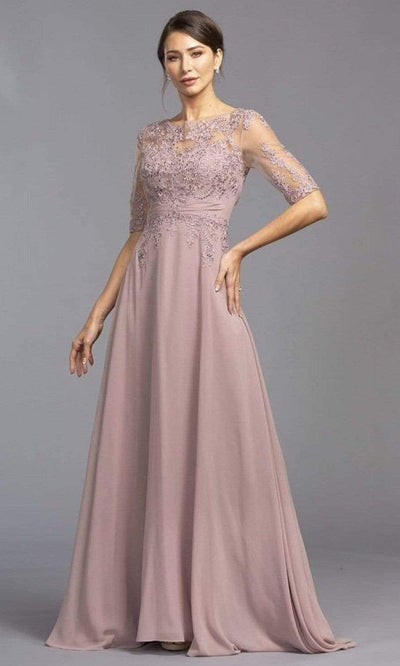 Aspeed Design - M2275 Chiffon A-Line Embroidered A-Line Dress Mother of the Bride Dresses XXS / Mauve