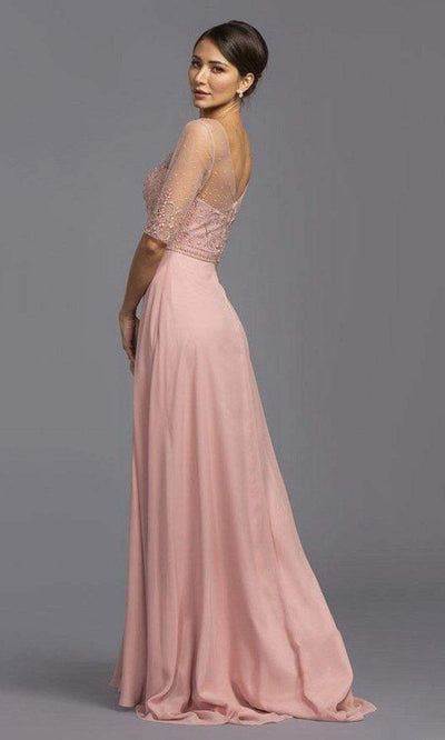 Aspeed Design - M2320 Pearl Applique Illusion Long Dress Mother of the Bride Dresses