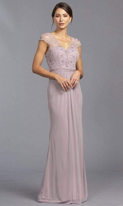Aspeed Design - M2321 Pearl Accented Formal Dress Mother of the Bride Dresses XXS / Mauve