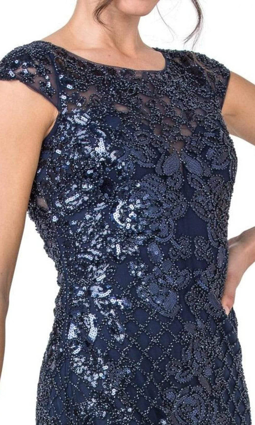 Aspeed Design - M2356 Jewel Neck Beaded Fit Sheath Dress Cocktail Dresses