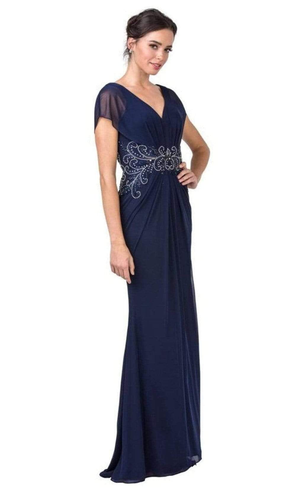 Aspeed Design - M2437 Formal Embellished Column Dress Mother of the Bride Dresses XXS / Navy