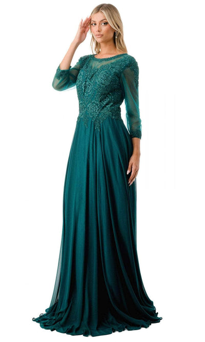 Aspeed Design M2723J - Lace Illusion Evening Gown