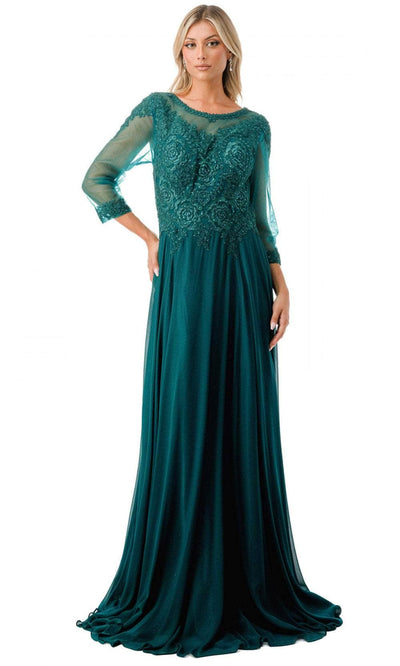 Aspeed Design M2723J - Lace Illusion Evening Gown XS / Emerald