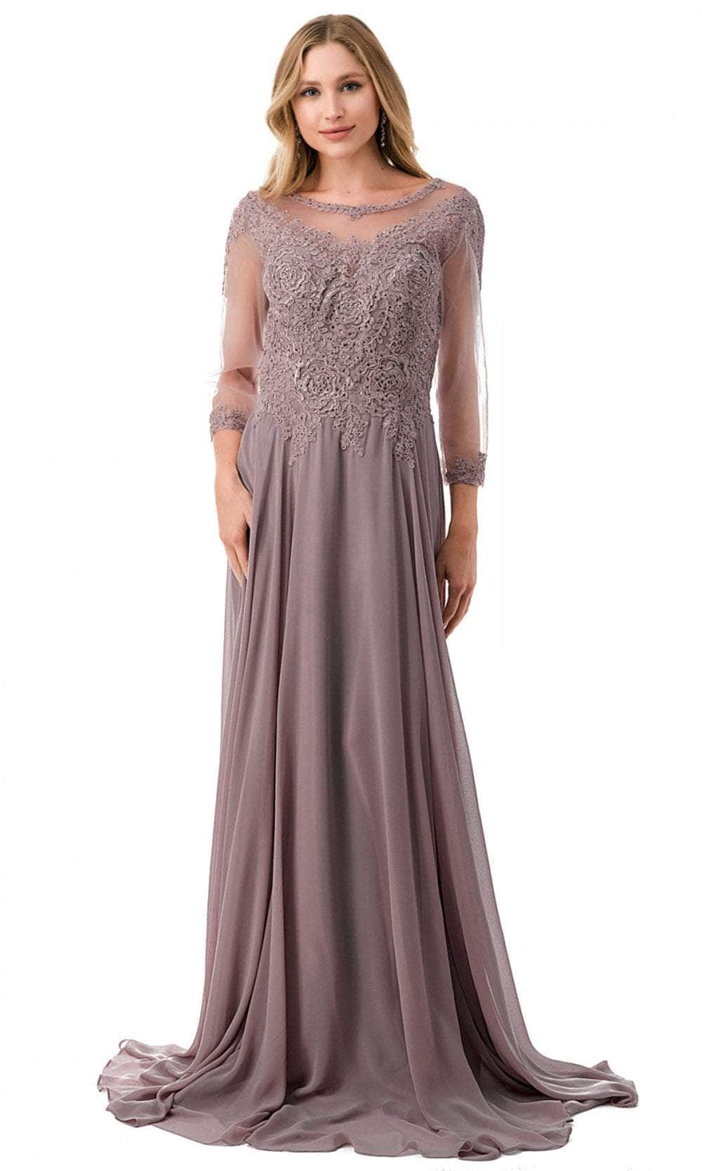 Aspeed Design M2723J - Lace Illusion Evening Gown XS / Mauve