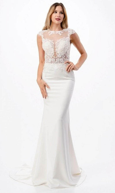 Aspeed Design MS0015 - Embroidered Mermaid Prom Gown XS / White