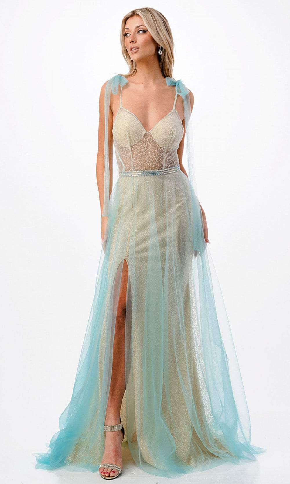 Aspeed Design P2104 - Illusion Prom Gown XS / Aqua Nude