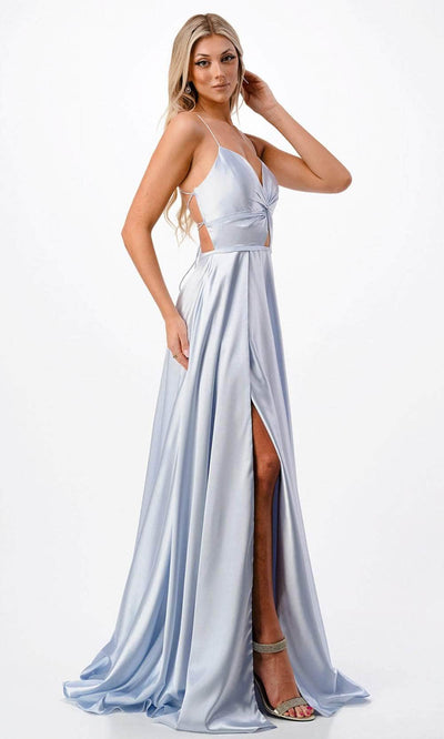 Aspeed Design P2216 - Twist Front Prom Gown XS / Blue-Silver