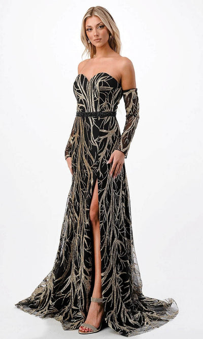 Aspeed Design P2304 - Print Evening Gown XS / Black Gold